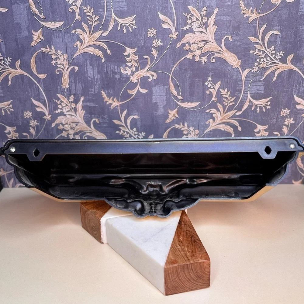 Vintage Syroco Plastic Gold Floating Wall Shelf with a Floral Motif